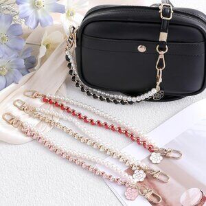 Bag Extender Chain, Metal Pearl Double Purse Strap Extenders for Handbags Purse